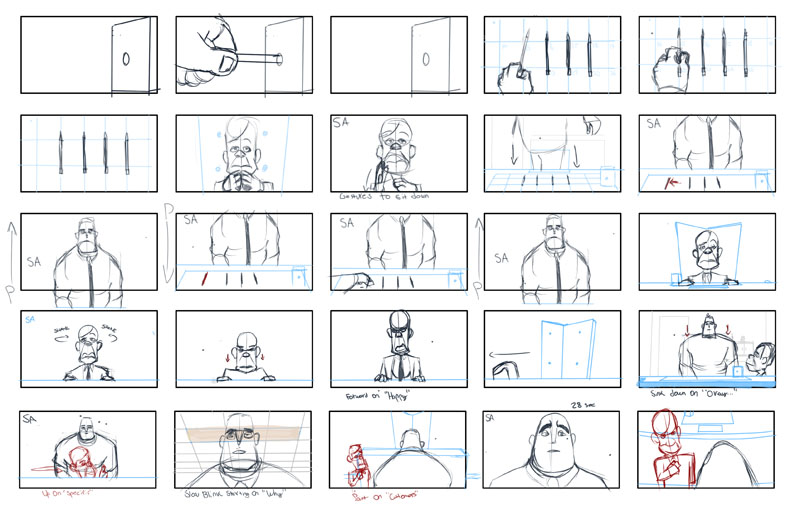 Speed drawing  From the storyboards I work on I usually share, I wanted to  show the drawing process of a typical scene I draw. From a written script I  receive, I